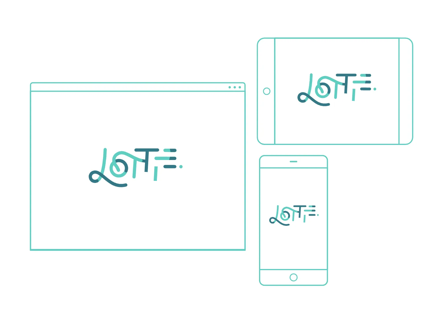 One Lottie animation file rendering on desktop, tablet and phone